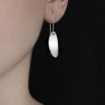 Silver Long Olive Leaf Earrings, 2 of 3