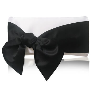 Ivory And Black Satin Bow Bridal Clutch Handbag Hope, 5 of 7