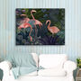 Flamingos In Blue Garden, Art Print, thumbnail 1 of 6