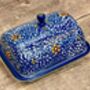 Handpainted Blue Swirl Patterned Butter Dish, thumbnail 4 of 5