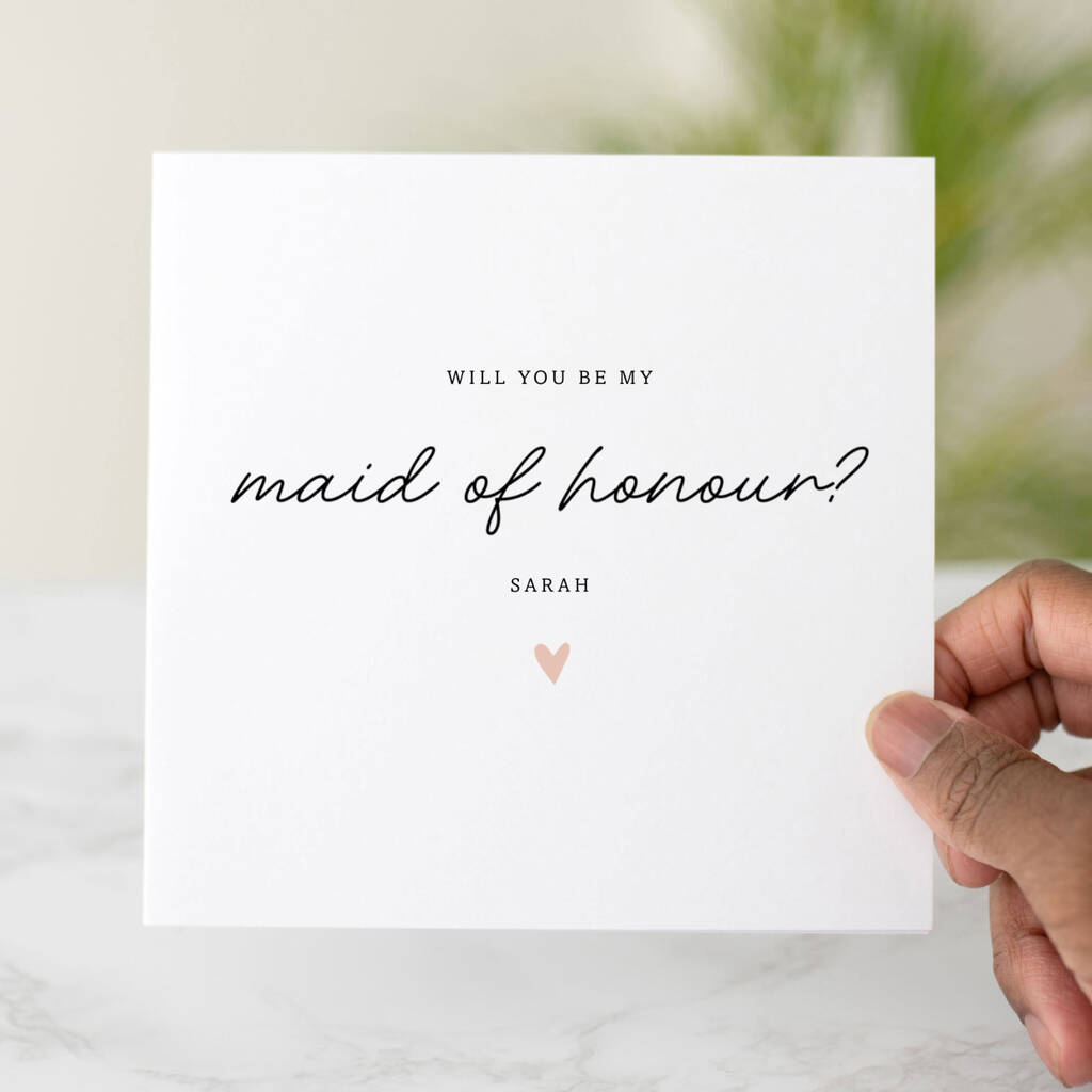 Personalised Will You Be My Maid Of Honour Wedding Day Card, 1 of 3