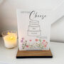 Floral Personalised Cheese Cake Sign Opaque Acrylic Wedding And Party, thumbnail 1 of 5