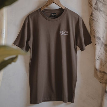 Womens 'Dare To Dream' Embroidered Brown T Shirt, 3 of 4