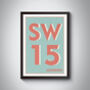 Sw15 Putney, Roehampton, London Postcode Print, thumbnail 7 of 10