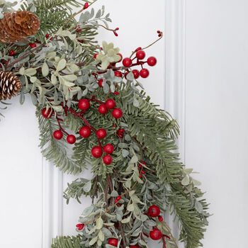 Luxury Large Red Berry And Fir Cone Wreath, 4 of 6