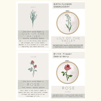 Personalised Birth Flower Embroidery Kit Gift Box Set, 8 of 12