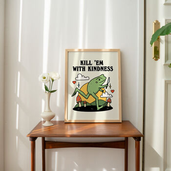 'Kill 'Em With Kindness' Retro Quote Frog Print, 3 of 7