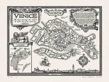 Venice Map Hand Drawn Fine Art Print, 5 of 12