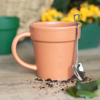 Plain Plant Pot Ceramic Mug And Shovel Spoon, 5 of 6