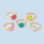 Smiley Face Bright Gold Plated Mixed Color Gold Ring, thumbnail 5 of 5