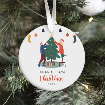 Merry Christmas To A Special Couple Personalised Ceramic Ornament With Names, 2 of 7
