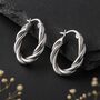 Sterling Silver Chunky Rope Twist Hinged Hoop Earrings, thumbnail 2 of 6