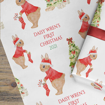 Rabbit Personalised Christmas Wrapping Paper, 5 of 6