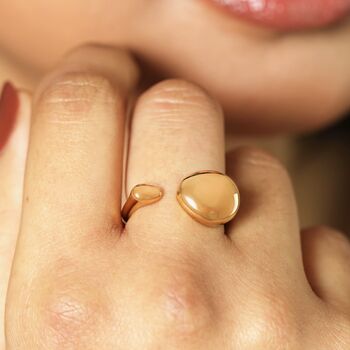 Stainless Steel Chunky Pebble Ring In Gold, 3 of 4