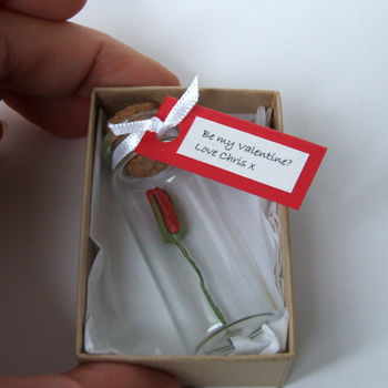 Tiny Single Rose In A Bottle With Personalised Message, 7 of 11