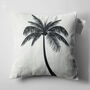 White Cushion Cover With Black Tropical Palm Tree, thumbnail 5 of 7