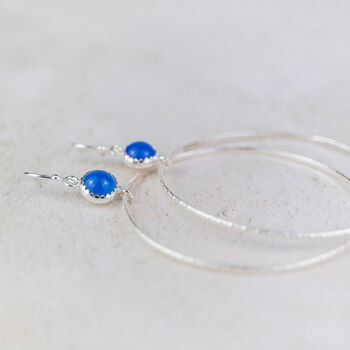Sterling Silver Gemstone Dot Hoop Earrings, 2 of 12