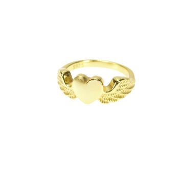 Heart Wing Signet Rings, Gold Vermeil 925 Silver, 2 of 10