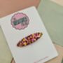 Pink And Gold Oval Glitter Resin Hair Clip / Elegant Resin Barrette / Bridesmaid Gift For Her / Glamorous Statement Hair Slide, thumbnail 3 of 5