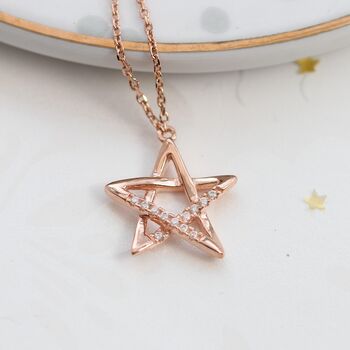 Rose Gold Vermeil And Pave Crystal Star Necklace, 3 of 7