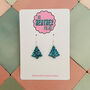 Snowfall / Blue Glitter Christmas Tree Earrings Small And Large, thumbnail 5 of 10
