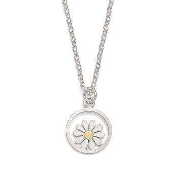 Framed Teeny Daisy Pendant In Silver And 18ct Gold, 2 of 5