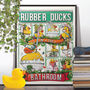 Rubber Ducks In The Bathroom, Funny Toilet Art, thumbnail 1 of 8