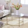 Round Coffee Table Glass Table With Steel Frame, thumbnail 1 of 11