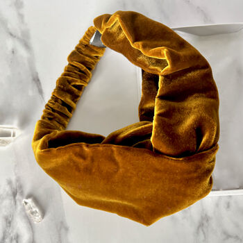 Silk Velvet Hairband In Tigers Eye Gold, 4 of 4