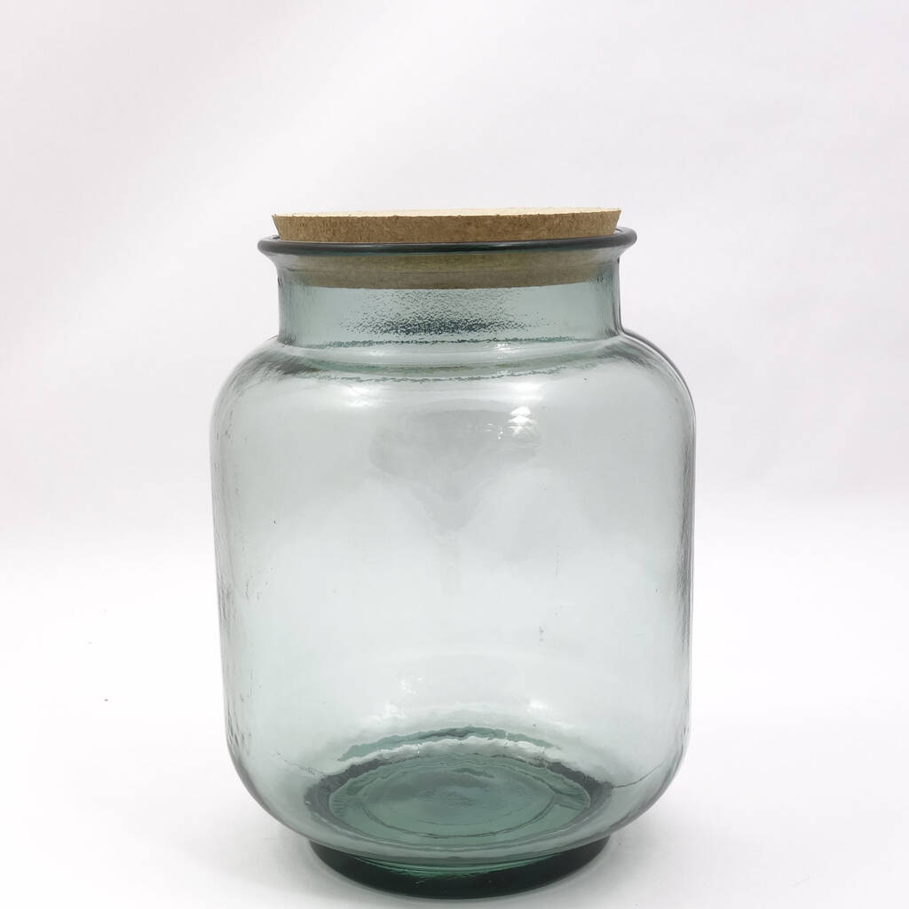 Recycled Glass Jars Hurricane Or Storage Cork Lids By The Recycled