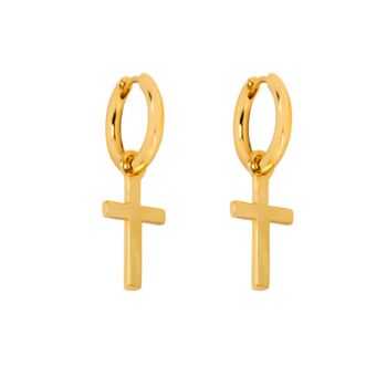 Gold Plated Cross Dangle Earring For Men, 9 of 9