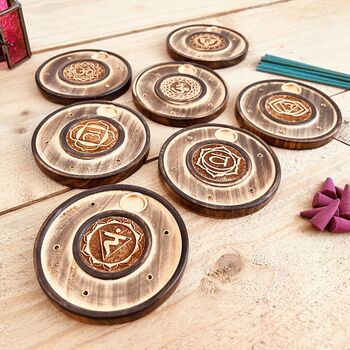 Chakra Wooden Incense Stick And Cone Holder Burner, 7 of 12