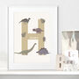 Dinosaur Letter And Name Personalised Print, thumbnail 2 of 6