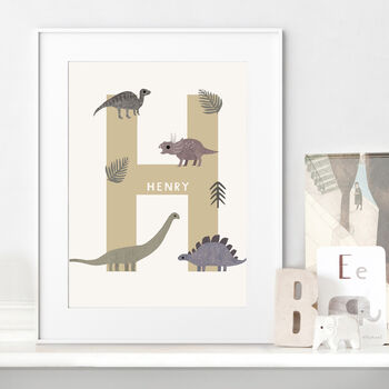 Dinosaur Letter And Name Personalised Print, 2 of 6