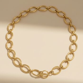 Chunky T Bar Chain 18k Gold Plated Necklace, 2 of 3