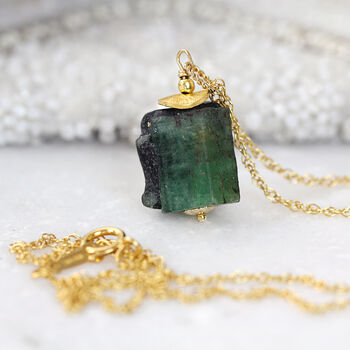 Rough Emerald Pendant Necklace, 5 of 11