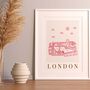 London England Pink Skyline Cityscape Scene Art Print, thumbnail 1 of 2