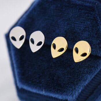 Alien E.T. Stud Earrings In Sterling Silver, 6 of 11