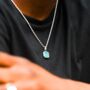 Silver Green Opal Steel Pendant Necklace For Men, thumbnail 3 of 11