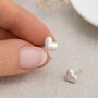 Sterling Silver Brushed Heart Stud Earrings – 7mm, thumbnail 1 of 8