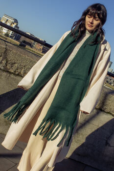 Dark Green Colour Block Warm Wrap Scarf, 7 of 9