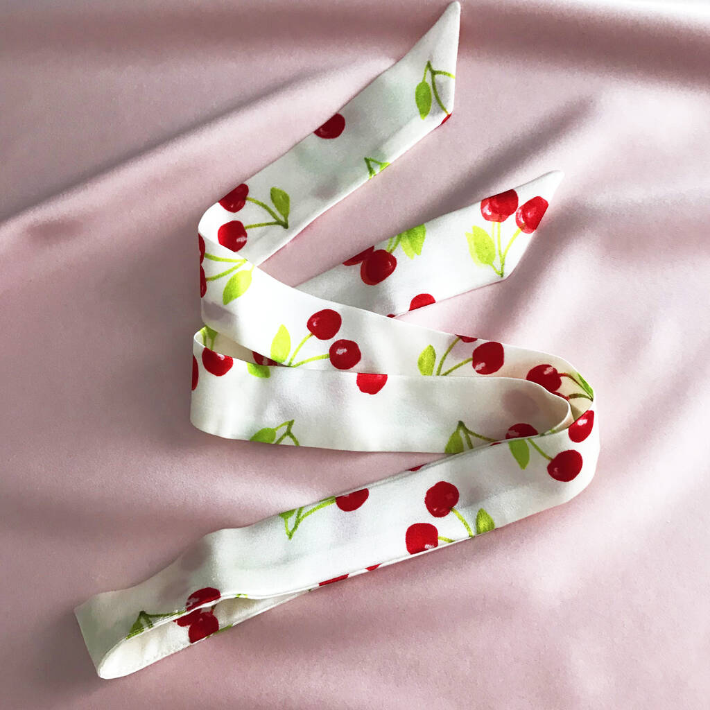 Summer Cherry Print Silk Tess Hair Ribbon By Mille Saisons ...