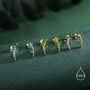Sterling Silver Emerald Green Leaf Internally Threaded Flat Back / Screw Back / Stud Earrings, thumbnail 5 of 12