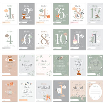 Personalised Woodland Animals Baby Milestone Cards, 4 of 4
