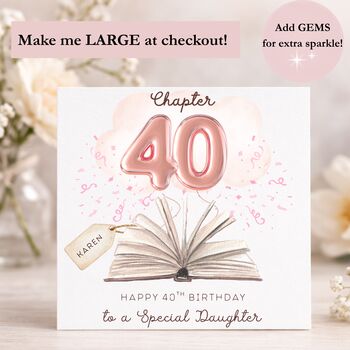 Daughter 40th Birthday Card Personalised Pink Chapter Design, 2 of 2