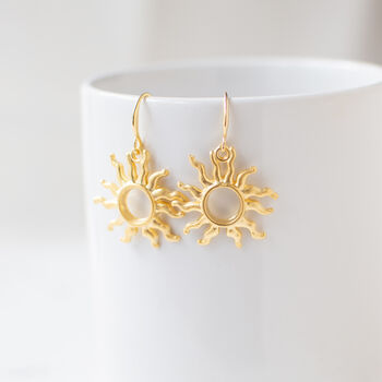 Gold Plated Sun Dangle Earrings, 6 of 9