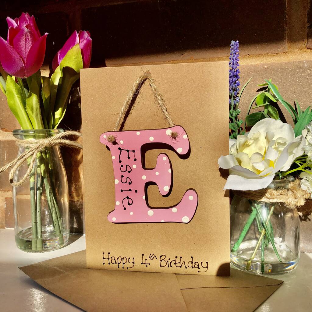 wooden keepsake alphabet letter birthday gift card by craft heaven