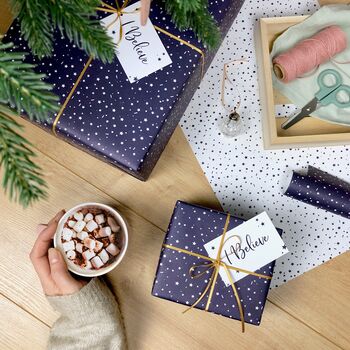 Recycled Navy Stars Wrapping Paper Stickers, 3 of 5