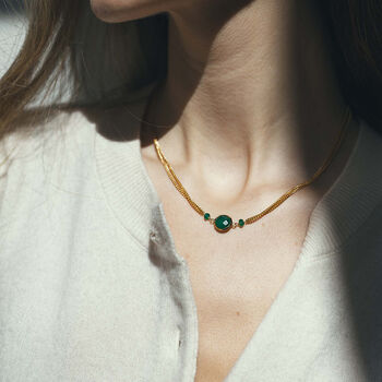 Elara Green Onyx Necklace, 2 of 4