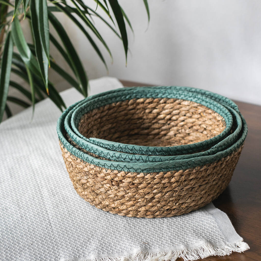 Water Hyacinth And Seagrass Woven Storage Baskets By Serendip